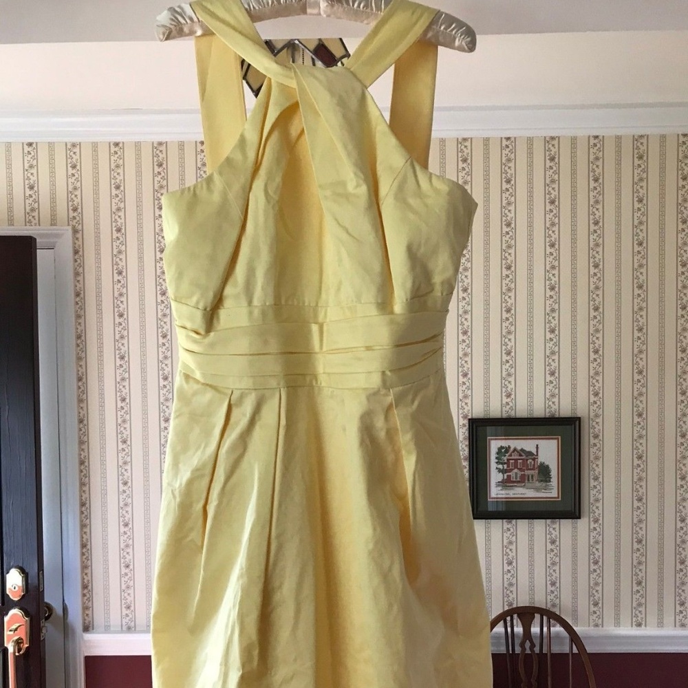 David's Bridal Formal Dress Yellow Cotton Pockets